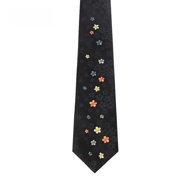 Handmade Embroidery High-End Custom Tie with the Theme of "Five Good Fortunes"