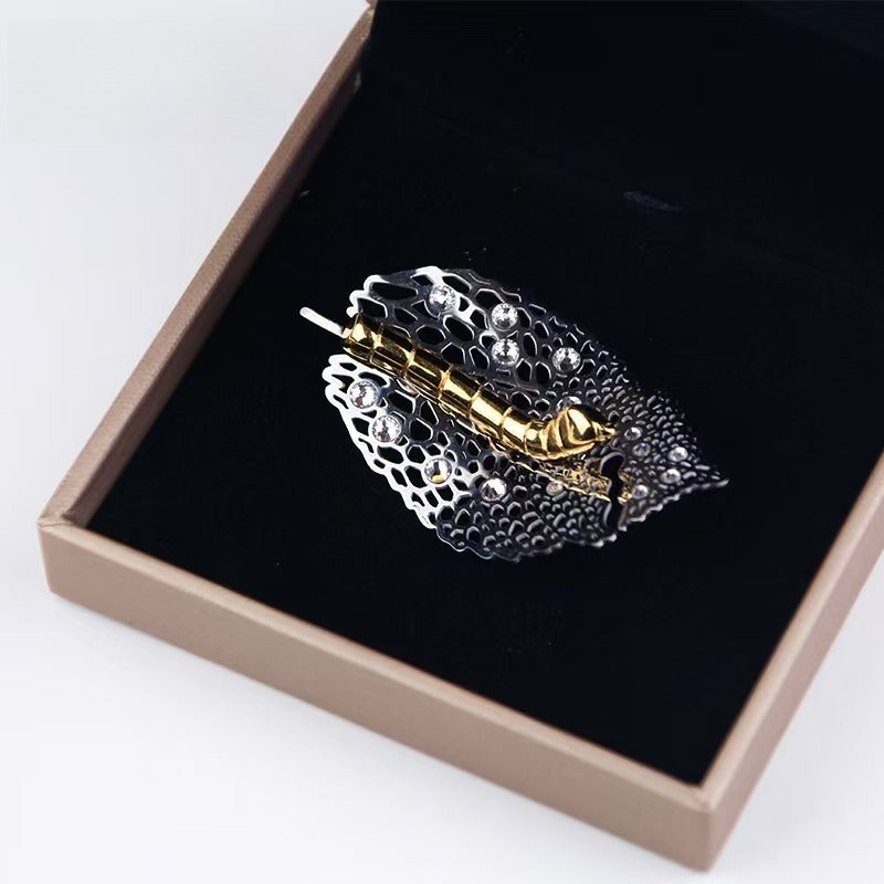 Gilt Silkworm Brooch