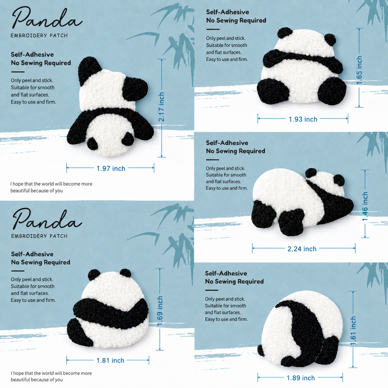 Panda Poses 3D Plush Patches