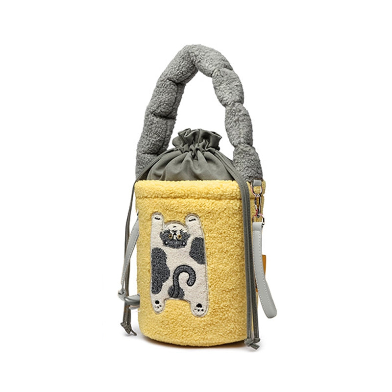 Original Design 2024 Fall/Winter Plush Handheld Crossbody Bucket Bag