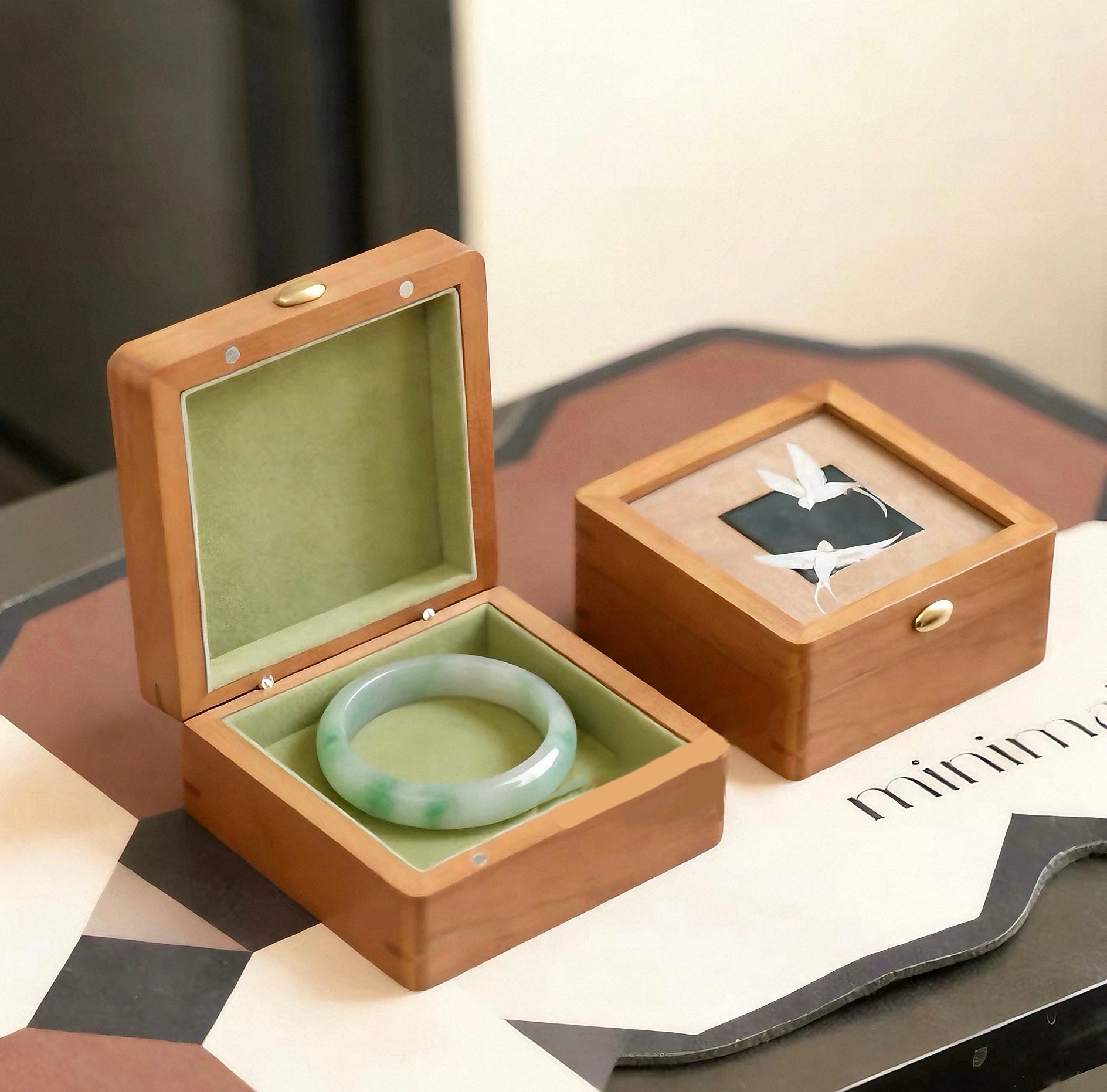 Swallow Blossom Solid Wood Jewelry Box