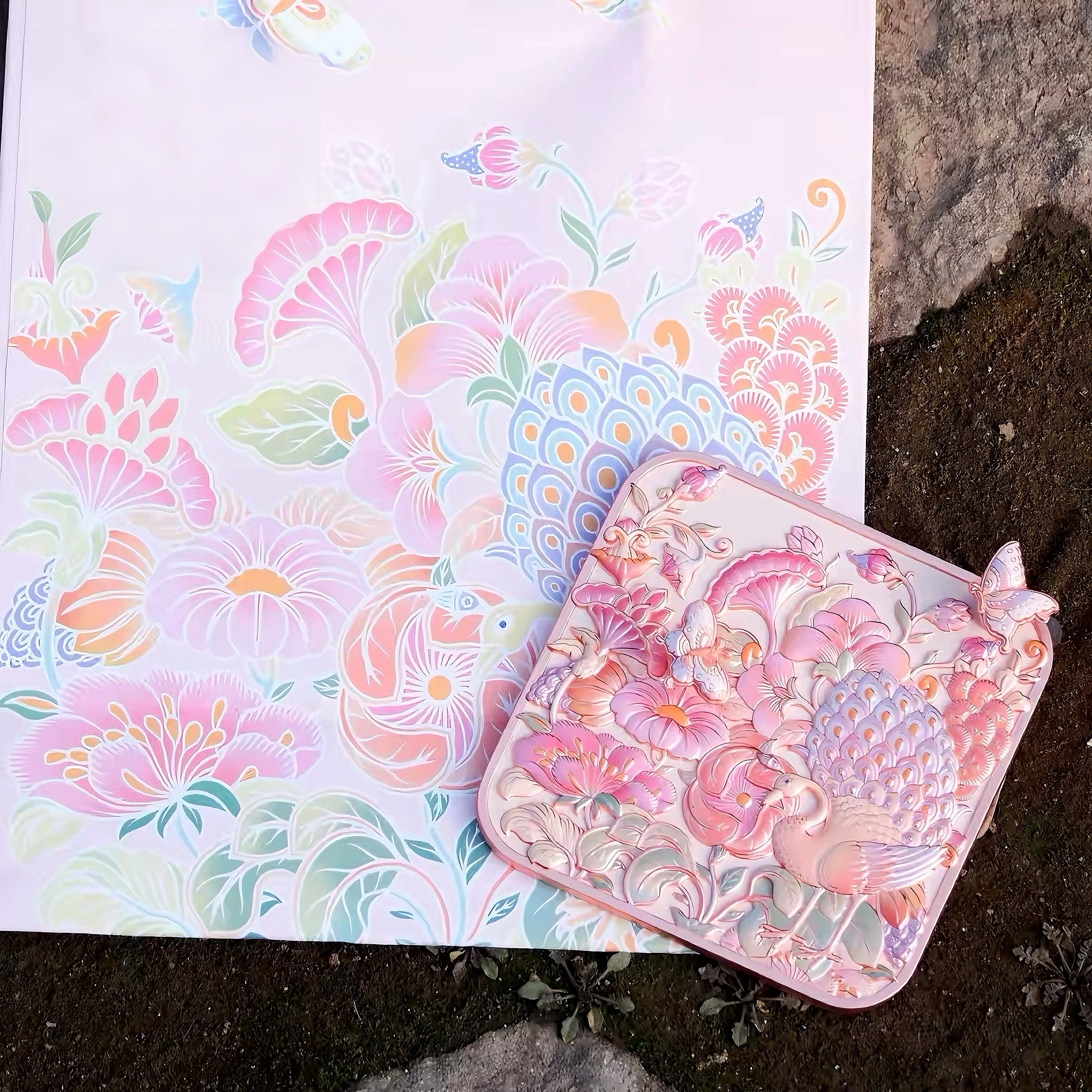 Oriental Flower-and-Bird Motif Compact Mirror Collection