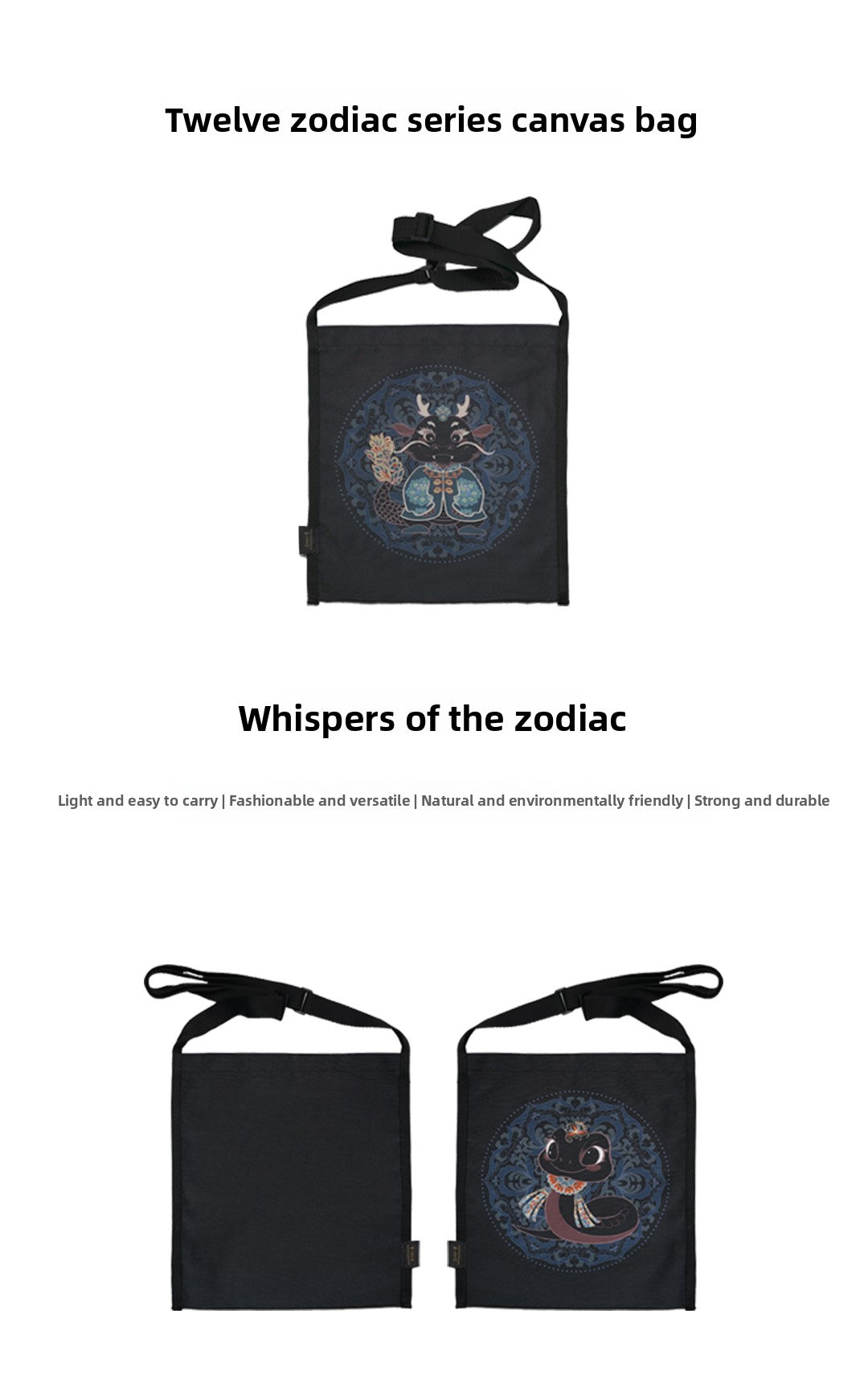 Zodiac Canvas Bag (Black) Fan Yanyan FANYANYAN Original Design