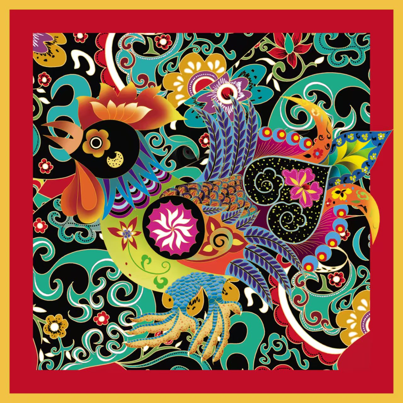 Chinese Zodiac Rooster （70×70cm）
