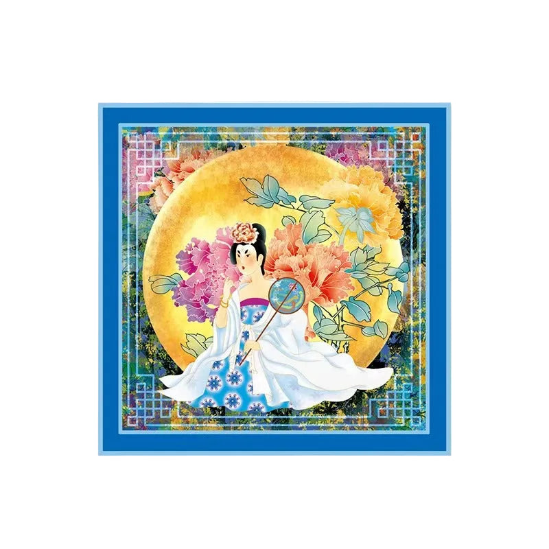 Flowers in full bloom and the moon in its full glory