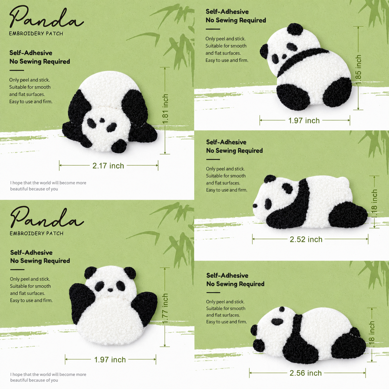 Panda Poses 3D Plush Patches