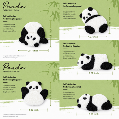 Panda Poses 3D Plush Patches