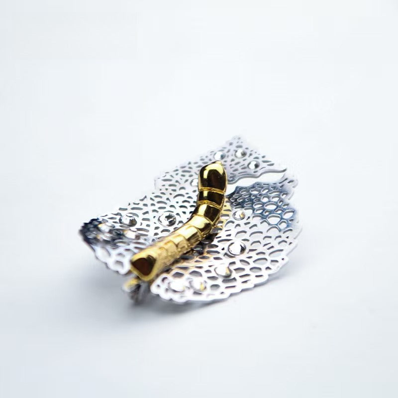 Gilt Silkworm Brooch