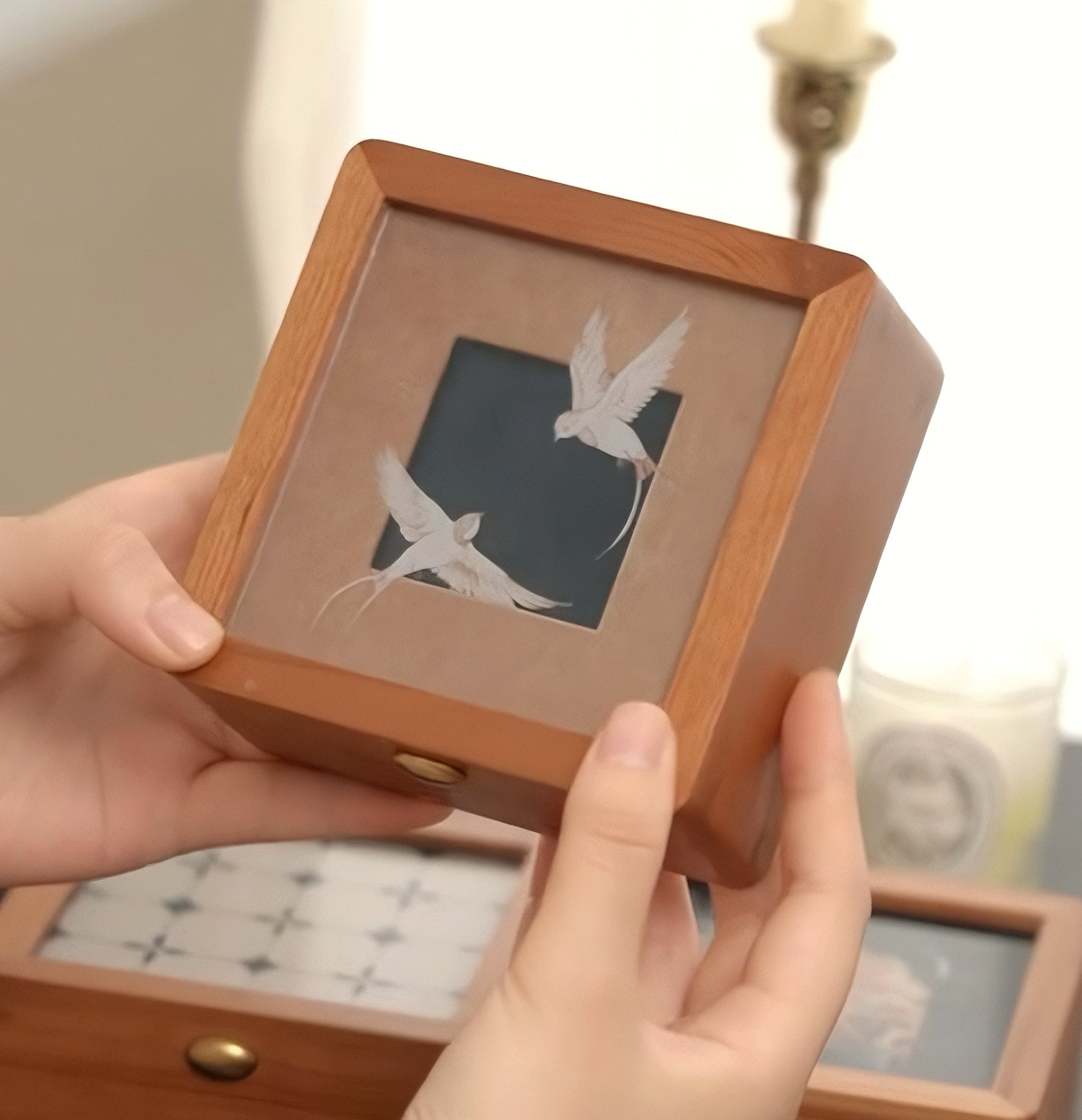 Swallow Blossom Solid Wood Jewelry Box