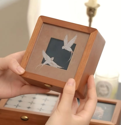 Swallow Blossom Solid Wood Jewelry Box
