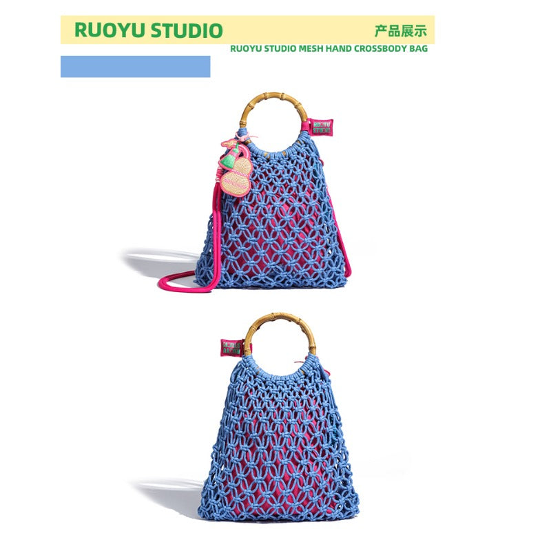 Original design portable messenger mesh woven bag