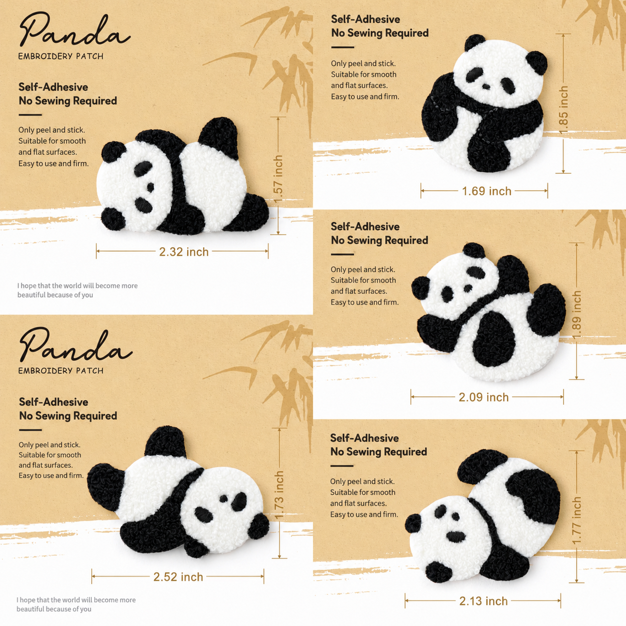 Panda Poses 3D Plush Patches