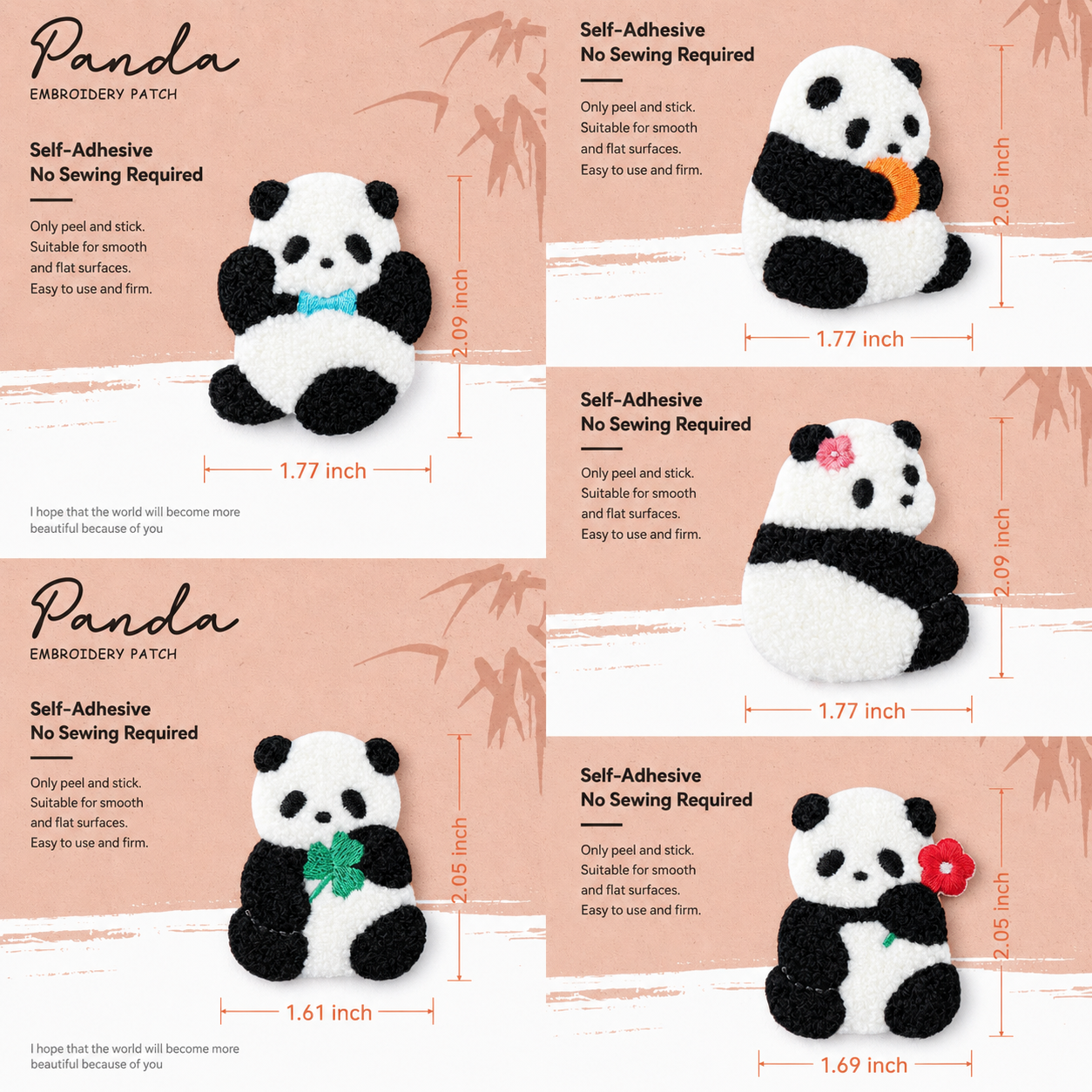 Panda Poses 3D Plush Patches