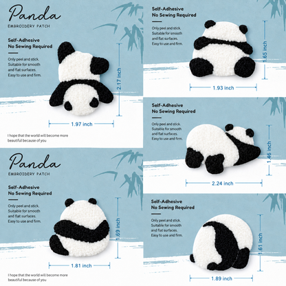 Panda Poses 3D Plush Patches