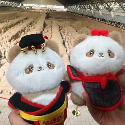 Xi'an Cultural and Creative Terracotta Warriors Authentic Qin Xiaoqi Plush Bear Pendant Qin Emperor Terracotta Keychain Cute Souvenir