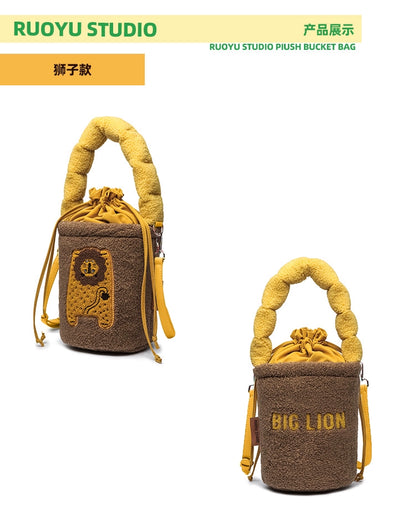 Original Design 2024 Fall/Winter Plush Handheld Crossbody Bucket Bag