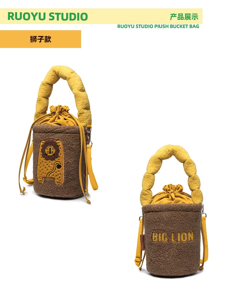 Original Design 2024 Fall/Winter Plush Handheld Crossbody Bucket Bag