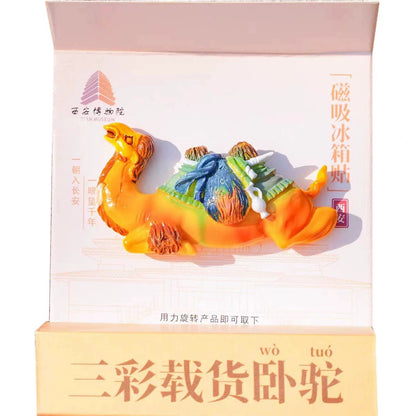 Shaanxi museum Tang Sancai camel carrying music figurines three-dimensional refrigerator sticker gift
