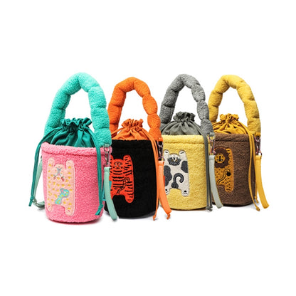 Original Design 2024 Fall/Winter Plush Handheld Crossbody Bucket Bag