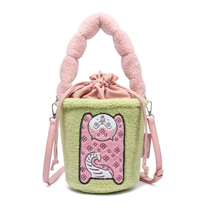 Original Design 2024 Fall/Winter Plush Handheld Crossbody Bucket Bag