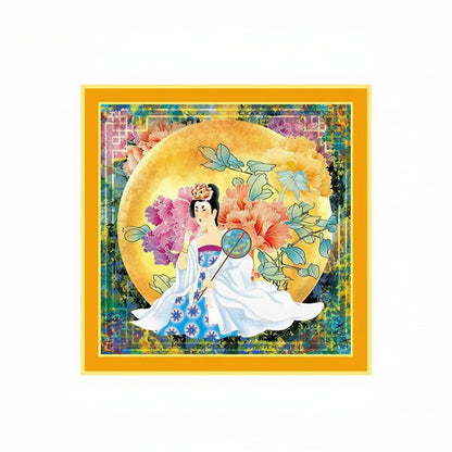 Flowers in full bloom and the moon in its full glory